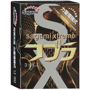 Суженные к основанию презервативы Sagami Xtreme COBRA - 3 шт. - Sagami - купить с доставкой в Рубцовске
