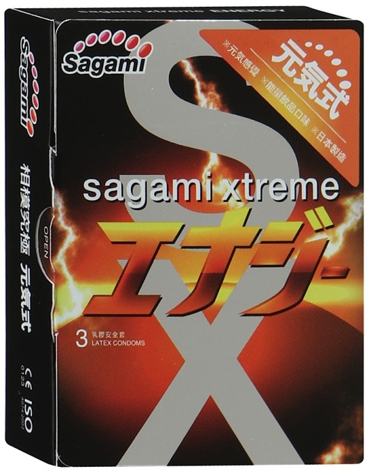Презервативы Sagami Xtreme ENERGY с ароматом энергетика - 3 шт. - Sagami - купить с доставкой в Рубцовске