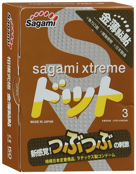 Презервативы Sagami Xtreme FEEL UP с точечной текстурой и линиями прилегания - 3 шт. - Sagami - купить с доставкой в Рубцовске