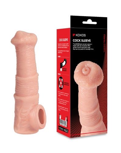 Телесная фантазийная насадка на член Cock Sleeve Size M - KOKOS - в Рубцовске купить с доставкой