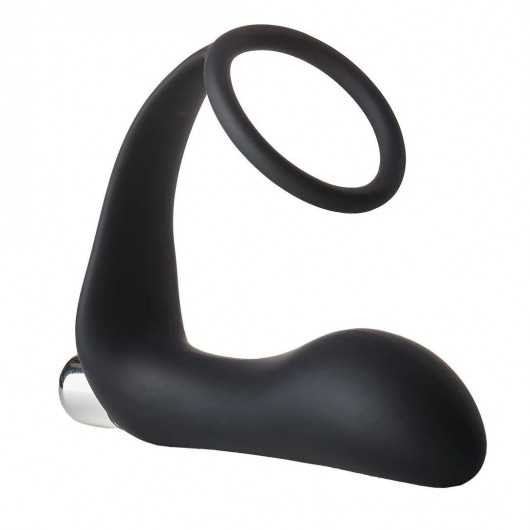 Черное эрекционное кольцо с вибропробкой Vibrating Anal Plug With Cockring - Dream Toys - в Рубцовске купить с доставкой