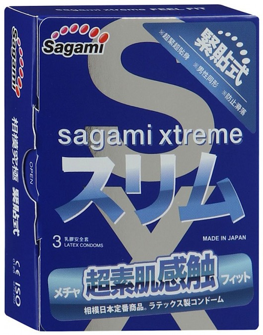 Розовые презервативы Sagami Xtreme FEEL FIT 3D - 3 шт. - Sagami - купить с доставкой в Рубцовске