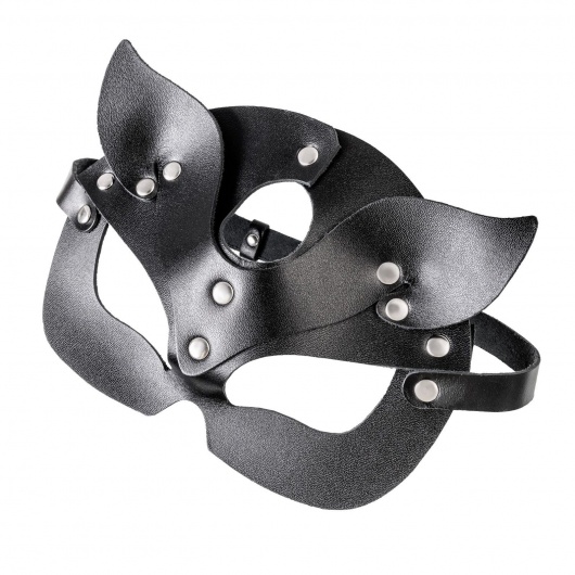 Черная кожаная рельефная маска кошки - Pecado - купить с доставкой в Рубцовске