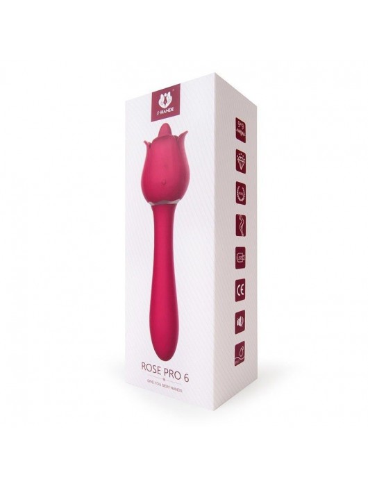 Розовый вибромассажер Rose Pro 6 - 21,4 см. - S-HANDE