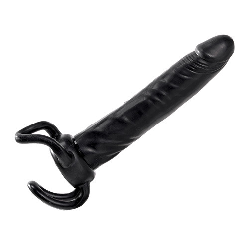 Чёрная насадка-фаллос для двойного проникновения INFLATABLE DILDO SLIM DONG  - 13,5 см. - Toyz4lovers - в Рубцовске купить с доставкой