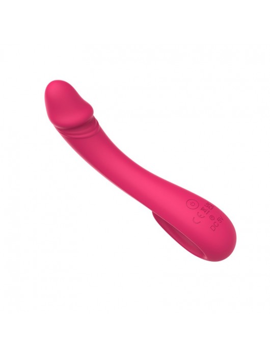 Розовый изогнутый вибромассажер-реалистик - 19,4 см. - I-MOON