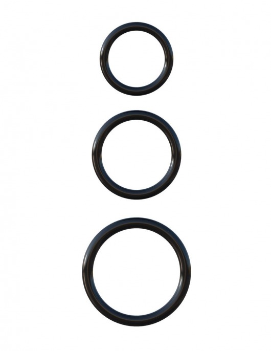 Набор из трех черных эрекционных колец Silicone 3-Ring Stamina Set - Pipedream - в Рубцовске купить с доставкой