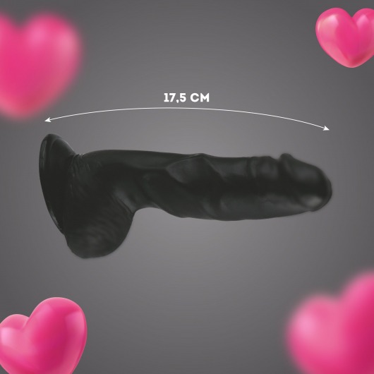 Черный реалистичный фаллоимитатор на подошве-присоске - 17,5 см. - Волшебная страна