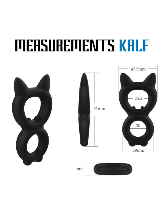 Черное двойное эрекционное кольцо Rooster Kalf - Velv or - в Рубцовске купить с доставкой