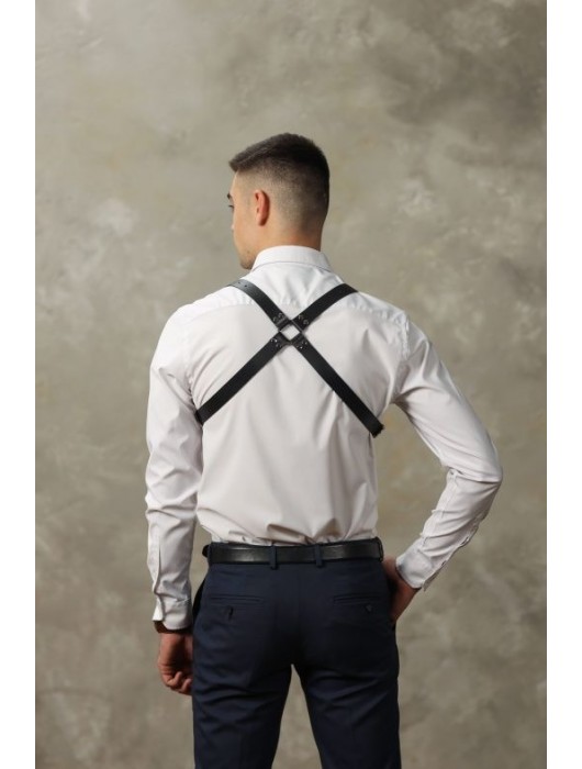 Черная мужская кожаная портупея №4 - БДСМ Арсенал - купить с доставкой в Рубцовске