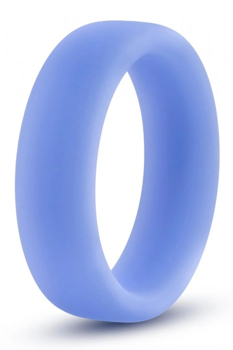 Голубое люминесцентное кольцо Silicone Glo Cock Ring - Blush Novelties - в Рубцовске купить с доставкой
