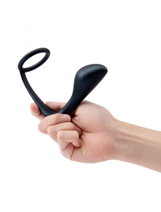 Черное эрекционное кольцо со стимулятором простаты Ringer Cock Ring   Plug - b-Vibe - в Рубцовске купить с доставкой