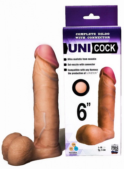 Насадка для страпона фаллической формы UNICOCK 6  - 18 см. - LOVETOY (А-Полимер) - купить с доставкой в Рубцовске