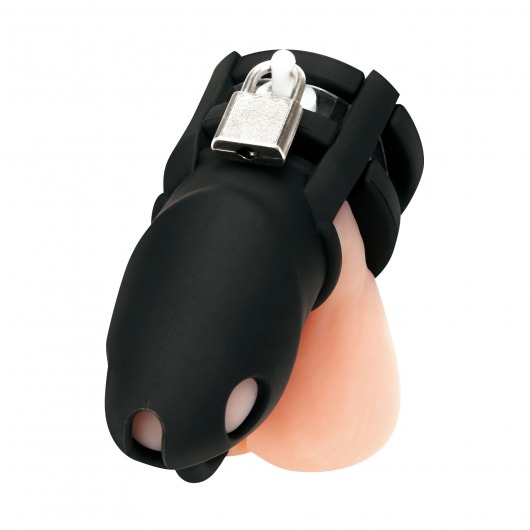 Черная клетка для пениса Silicone Small 2 in Cock Cage With Ball Divider - BlueLine - купить с доставкой в Рубцовске