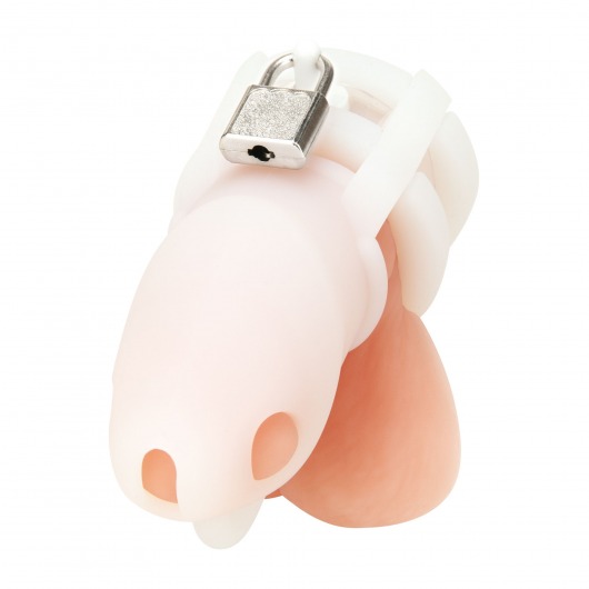 Белая клетка для пениса Silicone Small 2 in Cock Cage With Ball Divider - BlueLine - купить с доставкой в Рубцовске
