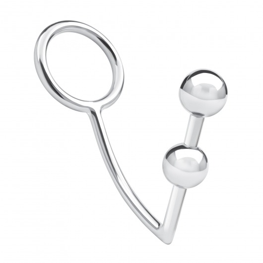 Кольцо на пенис с анальным стимулятором Two Bead Stainless Steel Anal Hook   Cock Ring - BlueLine - в Рубцовске купить с доставкой