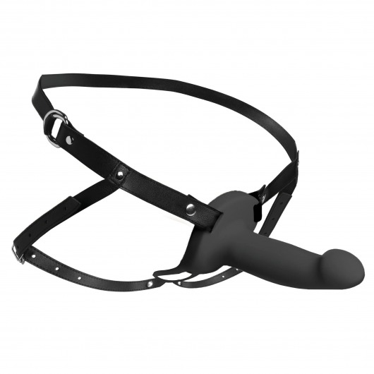 Черный полый страпон с вибрацией 2’’ Erection 28X Smooth Vibrating Silicone Penis Sheath - XR Brands - купить с доставкой в Рубцовске