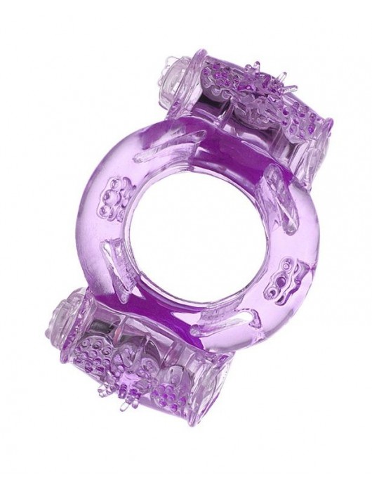 Фиолетовое виброкольцо с двумя вибропульками - Toyfa Basic - в Рубцовске купить с доставкой