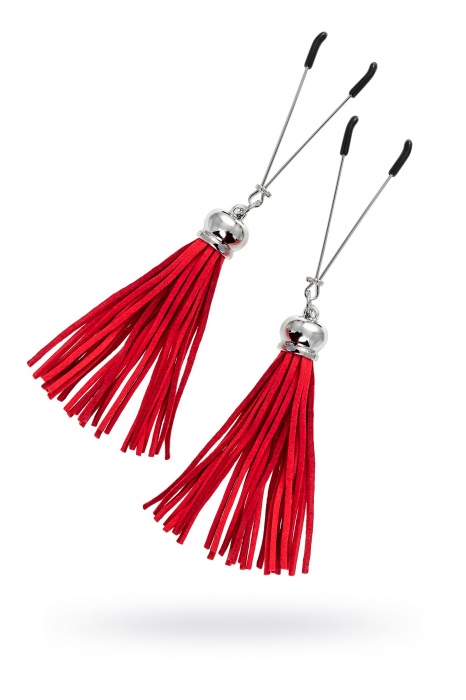 Зажимы на соски «Вилки» с красными кисточками из замши - Pecado - купить с доставкой в Рубцовске