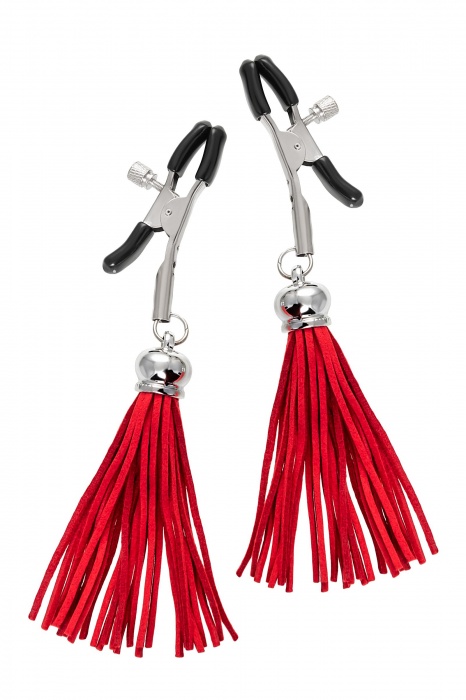 Зажимы на соски «Прищепки» с красными кисточками из замши - Pecado - купить с доставкой в Рубцовске