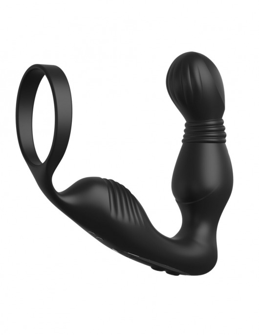 Черный вибростимулятор простаты с эрекционным кольцом Ass-Gasm Pro P-Spot Milker - Pipedream - в Рубцовске купить с доставкой