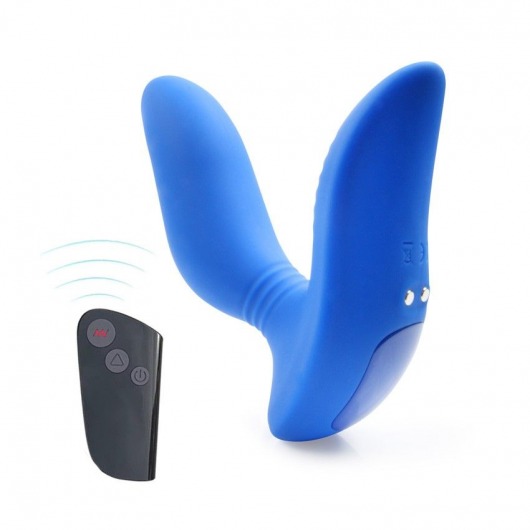 Синий вибромассажер простаты 3,5’’ Remote Control Curve P-spot Massager - 12 см. - Erokay - в Рубцовске купить с доставкой