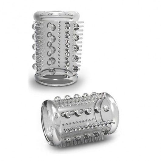 Прозрачная насадка с шипами и шишечками STAY HARD COCK SLEEVE 03 CLEAR - Blush Novelties - в Рубцовске купить с доставкой