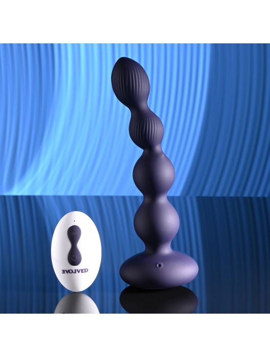 Фиолетовые анальные бусы с вибрацией и вращением Pleasure Orbit - 17,8 см. - Evolved