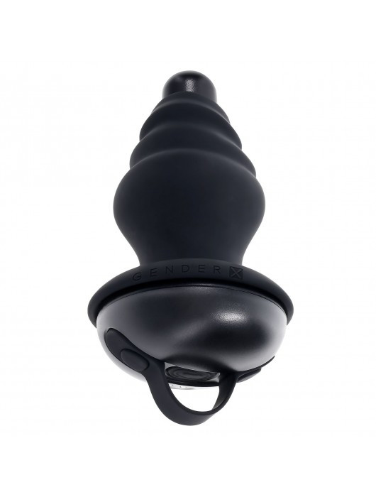 Черный вибростимулятор со съёмной насадкой Echo - 15,3 см. - Gender X