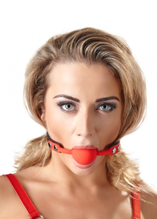 Силиконовый кляп-шар на чёрных ремешках Red Gag silicone - Orion - купить с доставкой в Рубцовске