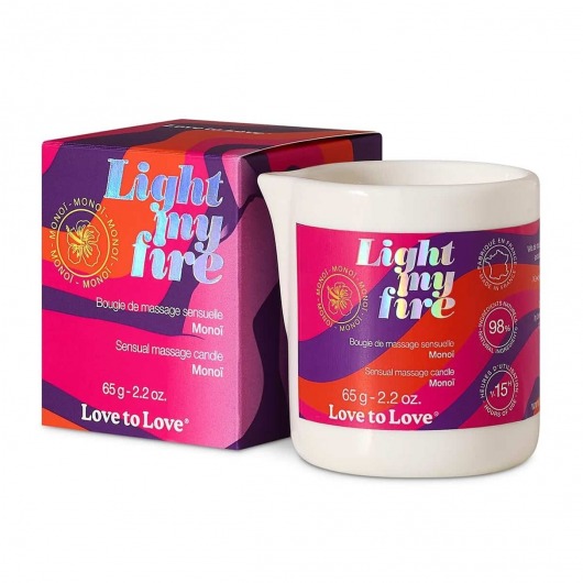 Массажная свеча Light My Fire с ароматом моной - 80 мл. - Love to Love - купить с доставкой в Рубцовске