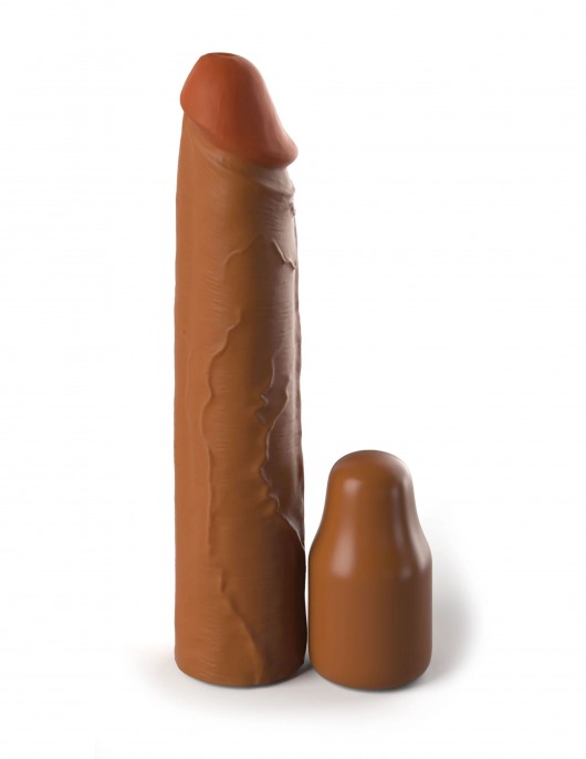 Коричневая насадка на член 2  Silicone X-tension - 20,3 см. - Pipedream - в Рубцовске купить с доставкой
