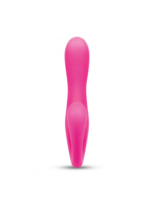 Розовый вибромассажер с клиторальным отростком Harmony Vibe - 16,8 см. - Together Toy