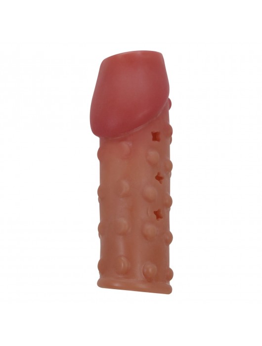 Телесная открытая насадка на пенис с бугорками - 19,8 см. - Baile - в Рубцовске купить с доставкой
