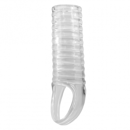 Прозрачная насадка на пенис с ребрышками и подхватом мошонки - Baile - в Рубцовске купить с доставкой