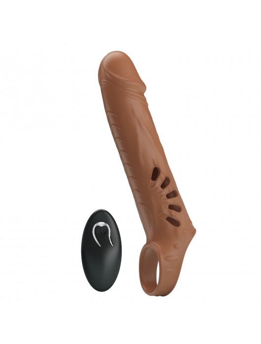 Коричневая вибронасадка с подхватом мошонки и пультом ДУ - Baile - в Рубцовске купить с доставкой