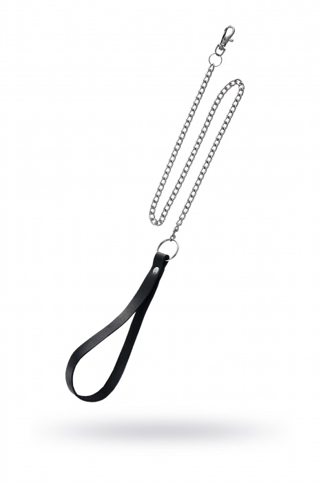 Поводок с ручкой из черной натуральной кожи и карабином для ошейника - Pecado - купить с доставкой в Рубцовске