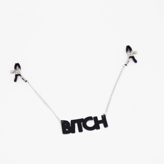 Зажимы на соски с кожаной подвеской Bitch - Crazy Handmade - купить с доставкой в Рубцовске