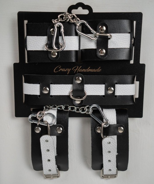 Набор фиксаторов из черной и белой натуральной кожи - Crazy Handmade - купить с доставкой в Рубцовске