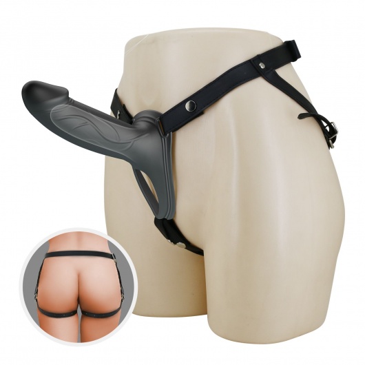 Черный полый мужской страпон London - 16,8 см. - Baile - купить с доставкой в Рубцовске