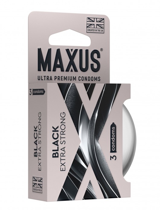 Черные утолщенные презервативы MAXUS Extra Strong с железным кейсом - 3 шт. - Maxus - купить с доставкой в Рубцовске