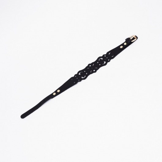 Черный ажурный чокер с золотистой фурнитурой - Crazy Handmade - купить с доставкой в Рубцовске