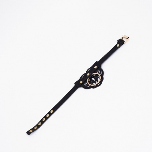 Черный чокер с клепками и золотистой фурнитурой - Crazy Handmade - купить с доставкой в Рубцовске