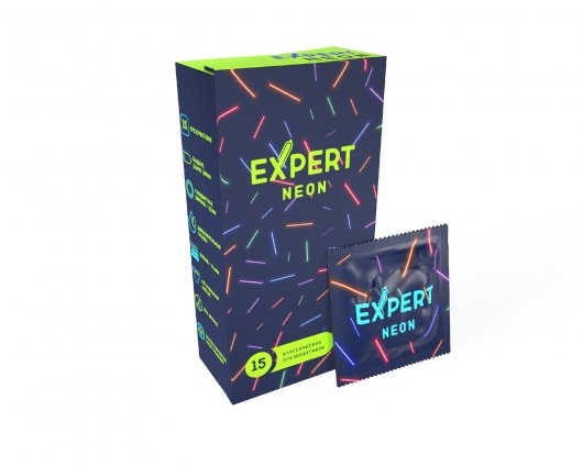 Светящиеся в темноте презервативы Expert Neon - 15 шт. - Expert - купить с доставкой в Рубцовске