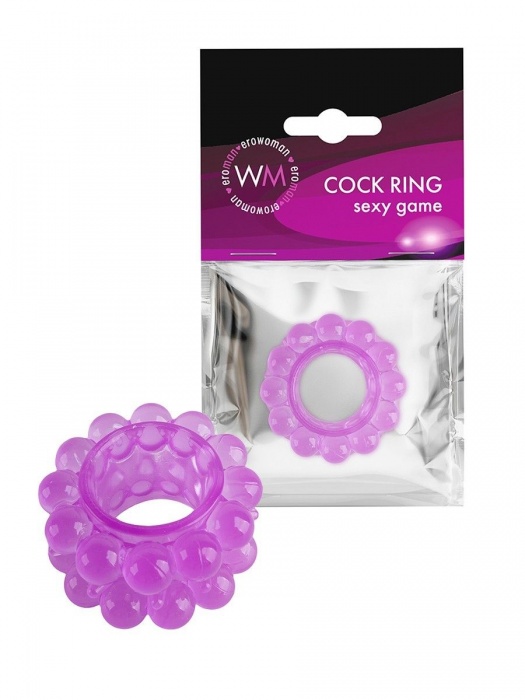 Лиловое эрекционное кольцо с 2 рядами стимулирующих шариков - Erowoman-Eroman - в Рубцовске купить с доставкой