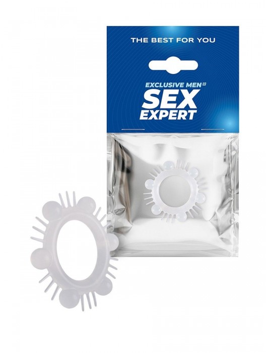 Эластичное эрекционное кольцо с шипиками и шариками - Sex Expert - в Рубцовске купить с доставкой