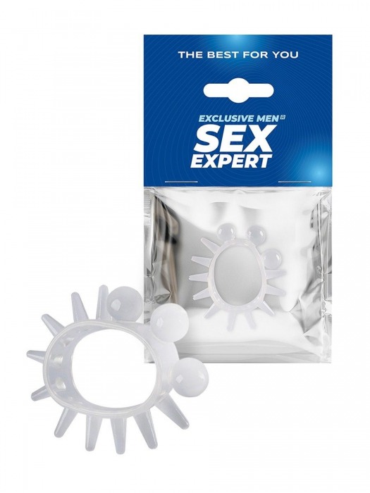 Эластичное эрекционное кольцо с шариками и лучами - Sex Expert - в Рубцовске купить с доставкой