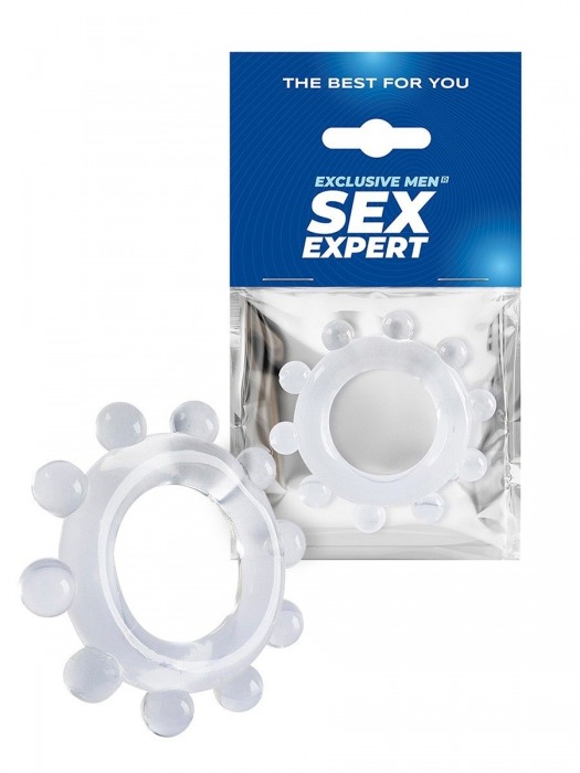 Прозрачное эрекционное кольцо со стимулирующими шариками - Sex Expert - в Рубцовске купить с доставкой