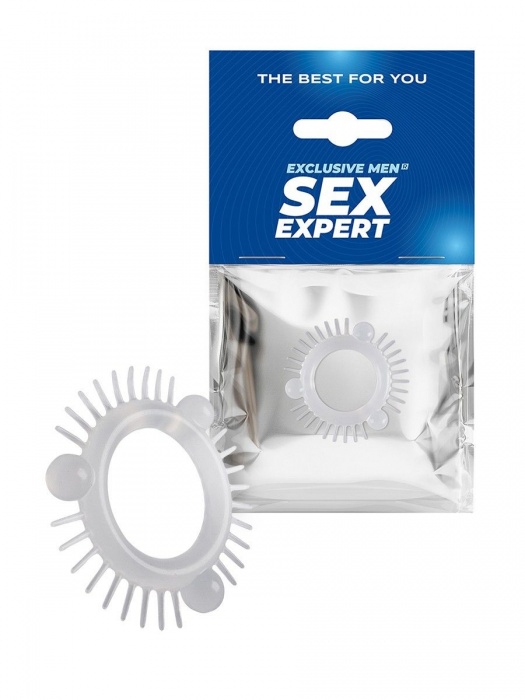 Эластичное эрекционное кольцо с 3 шариками и шипами - Sex Expert - в Рубцовске купить с доставкой