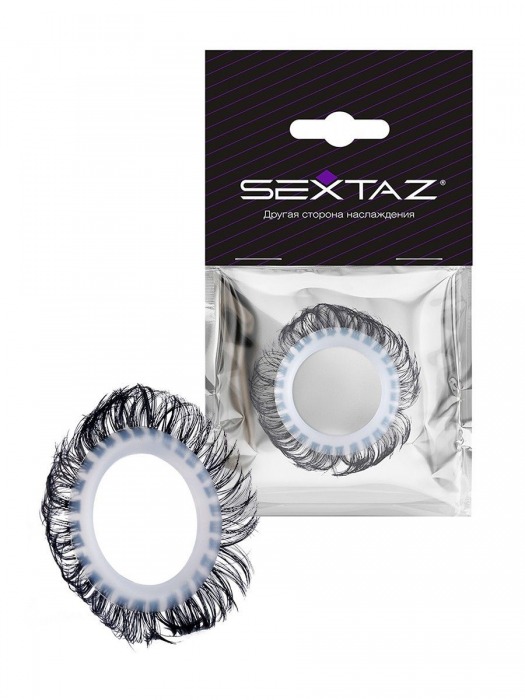 Эластичное эрекционное колечко с черными «ресничками» - Sextaz - в Рубцовске купить с доставкой